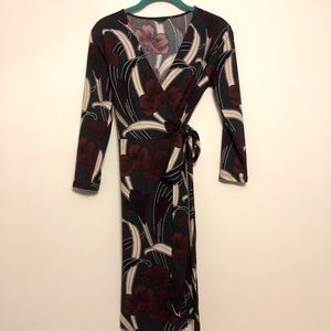 Ann Taylor Floral Pattern Wrap Dress EUC